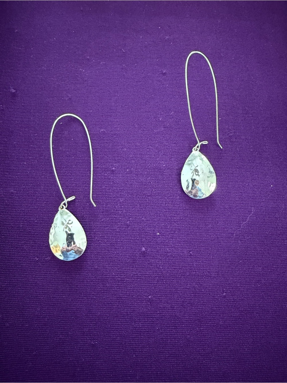Sterling Silver Teardrop Dangle Earrings - Silver